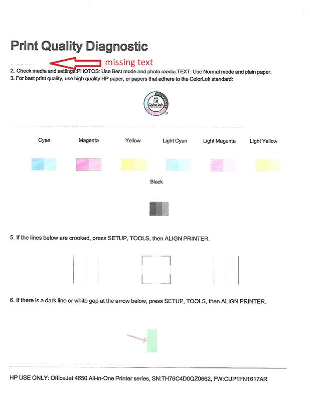 hp printer missing lines