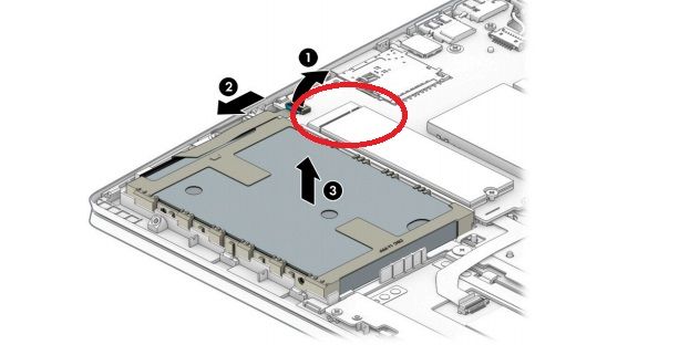 M.2 SSD slot circled in red