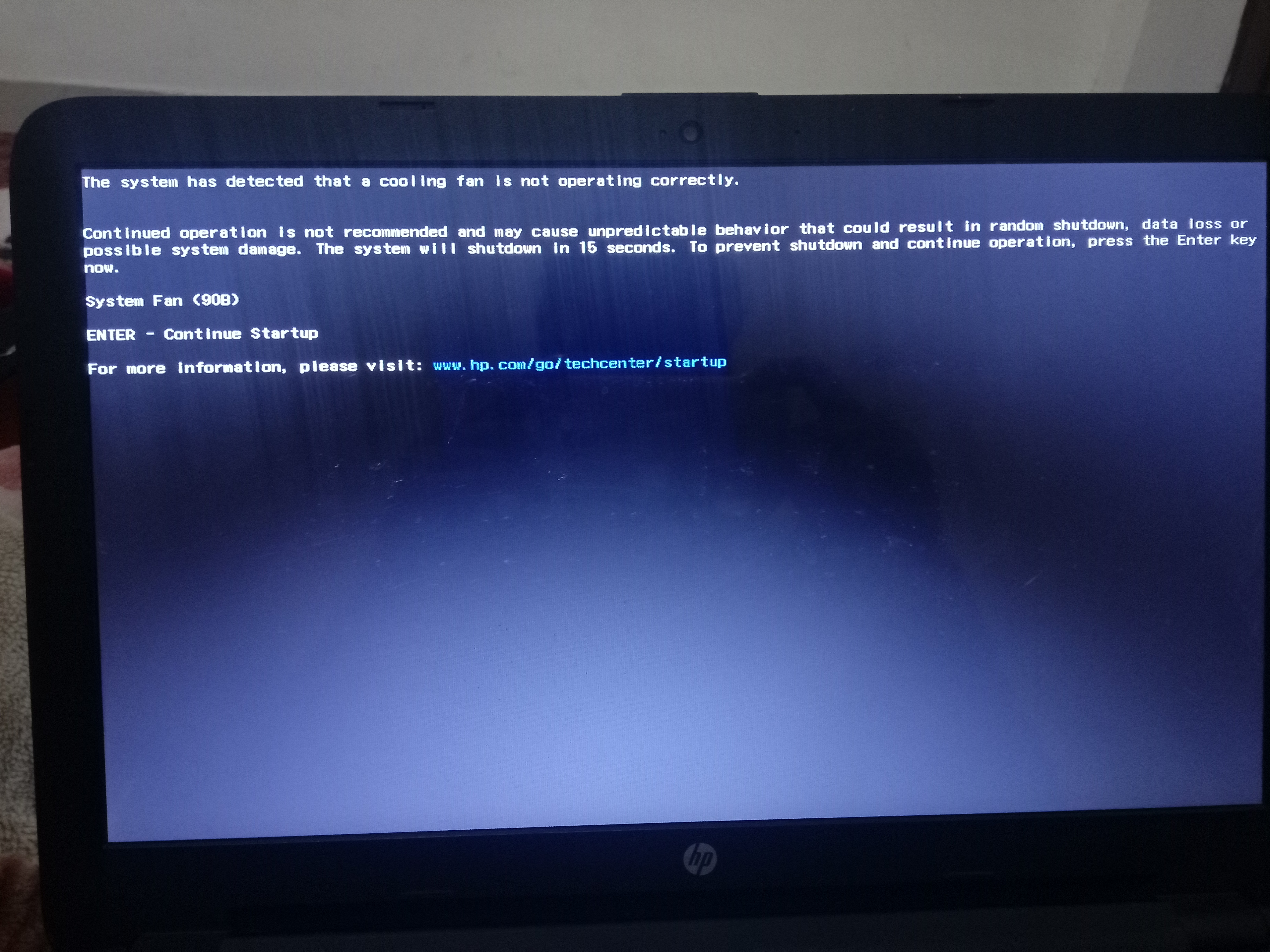 Wardian sag Bulk stå When I start my laptop it shows cooling fan not operating pr... - HP  Support Community - 7092288