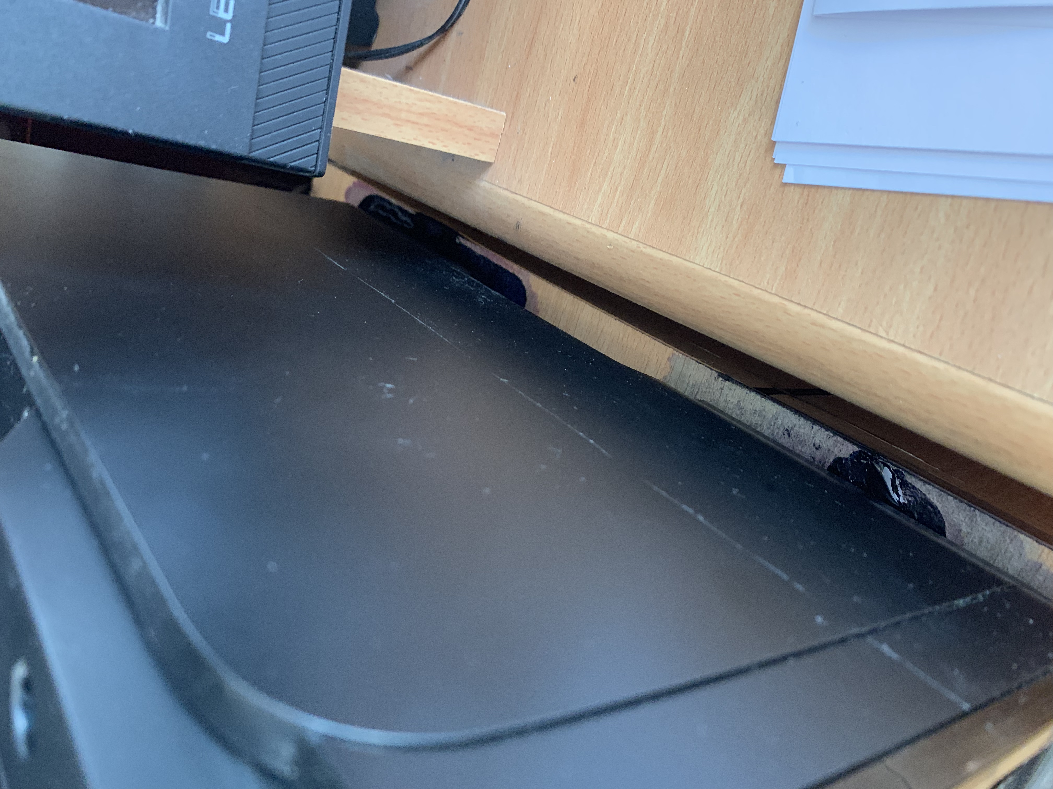 Black ink leaks continously into corner of printer - HP Support ...