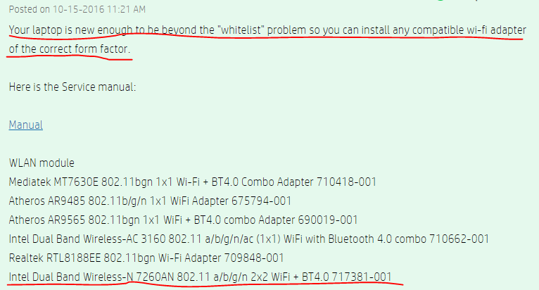 Picture 2: Screenshot of claim from another thread that my laptop doesn't have "whitelist" problem