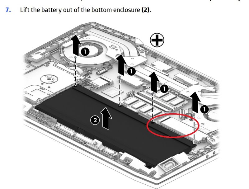 M.2 slot circled in red