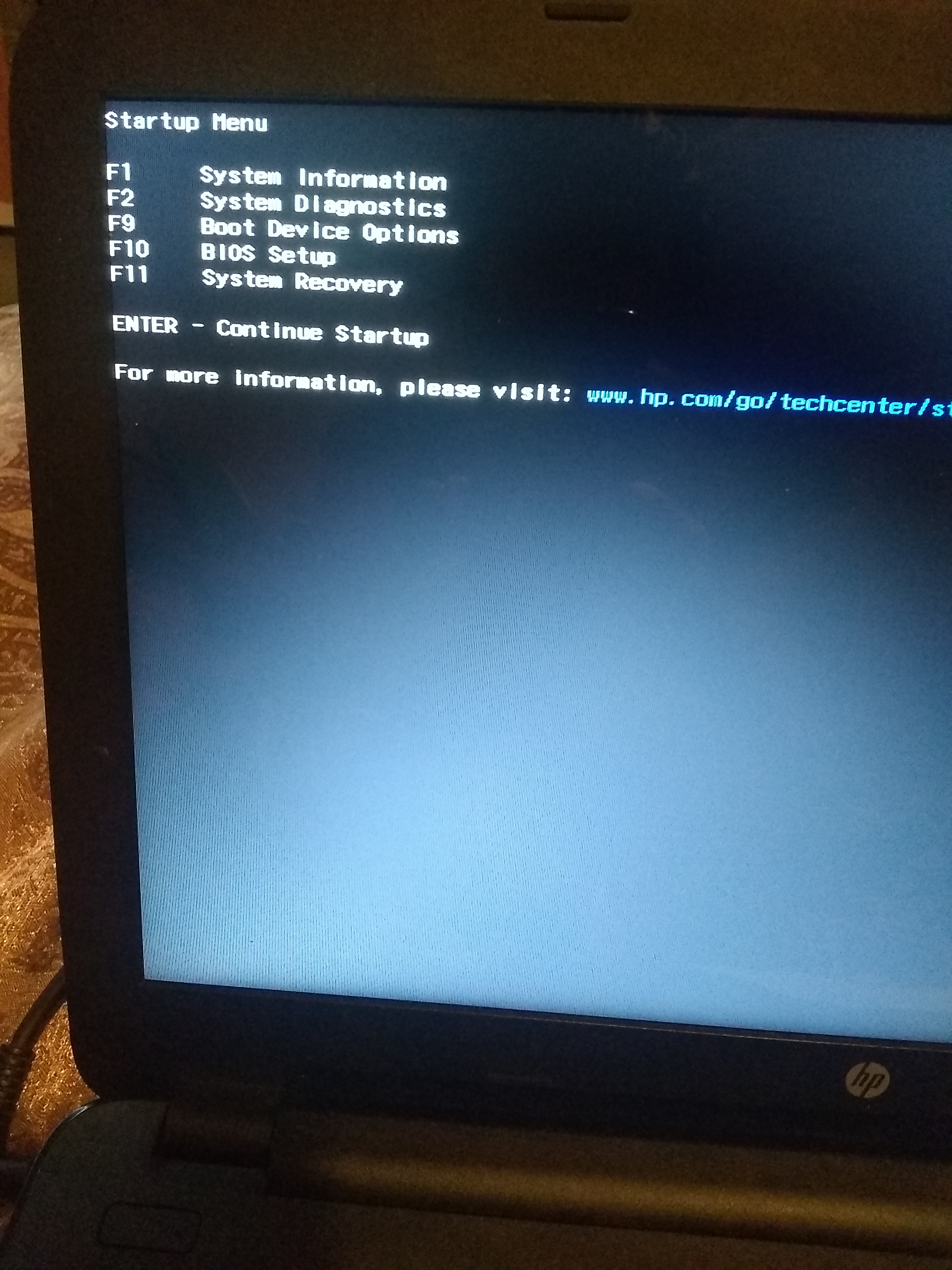 Hp laptop stuck on startup screen
