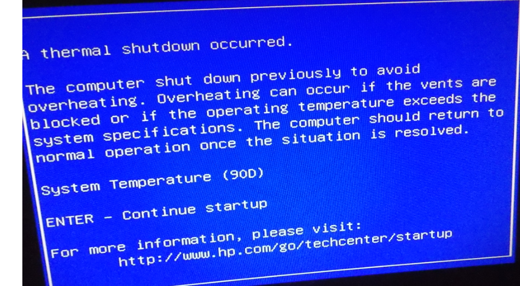 A thermal shutdown occurred HP Support Community 7117008