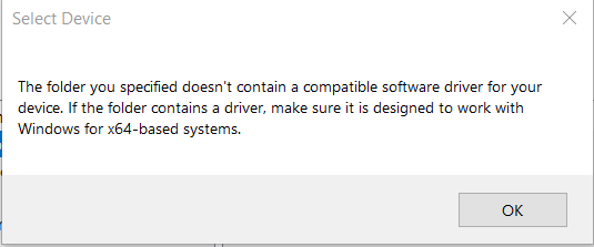 Compatible Driver Error for HP LJ1160 Driver for  Win 10 1809.PNG