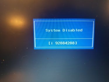 system disabled screen