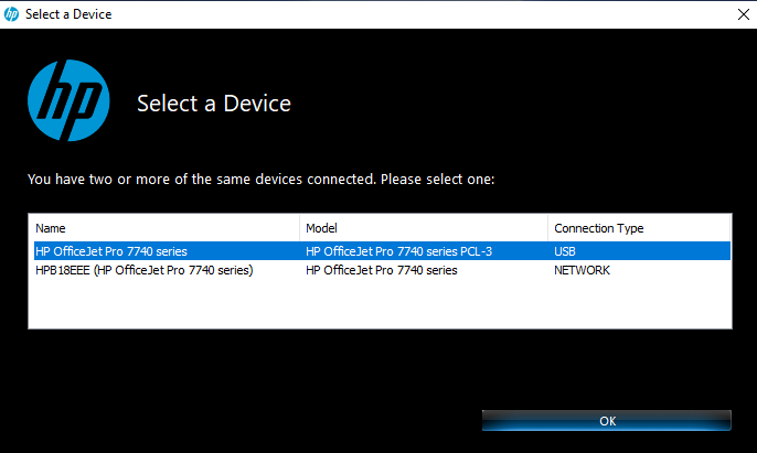 I'm prompted to choose between the USB setup I 've been using and the NETWORK I just worked out .