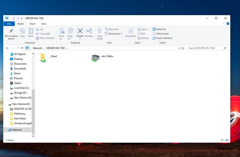 how shared printer looks to other computers on network