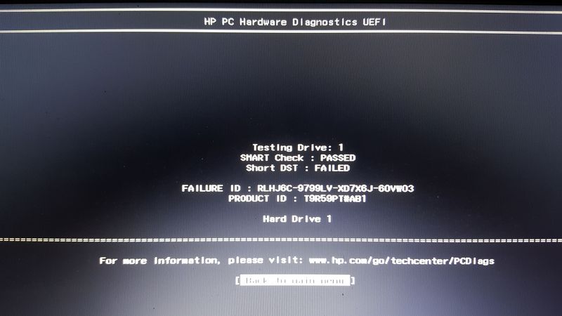 Diagnostics UEFI test for Hard Disk failed - HP Support Community - 7144866