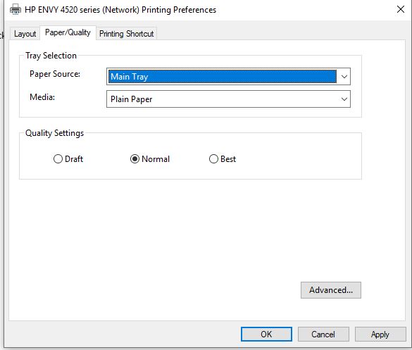 Envy 4520 wont print in colour from win 10 64 bit - HP Support ...