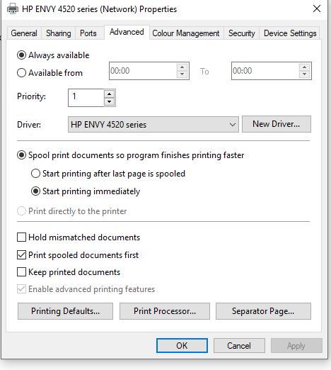 Envy 4520 wont print in colour from win 10 64 bit - HP Support ...