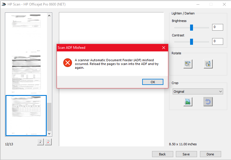 OfficeJet Pro 8600 scanning with ADF keeps trying to scan af... - HP  Support Community - 7168324
