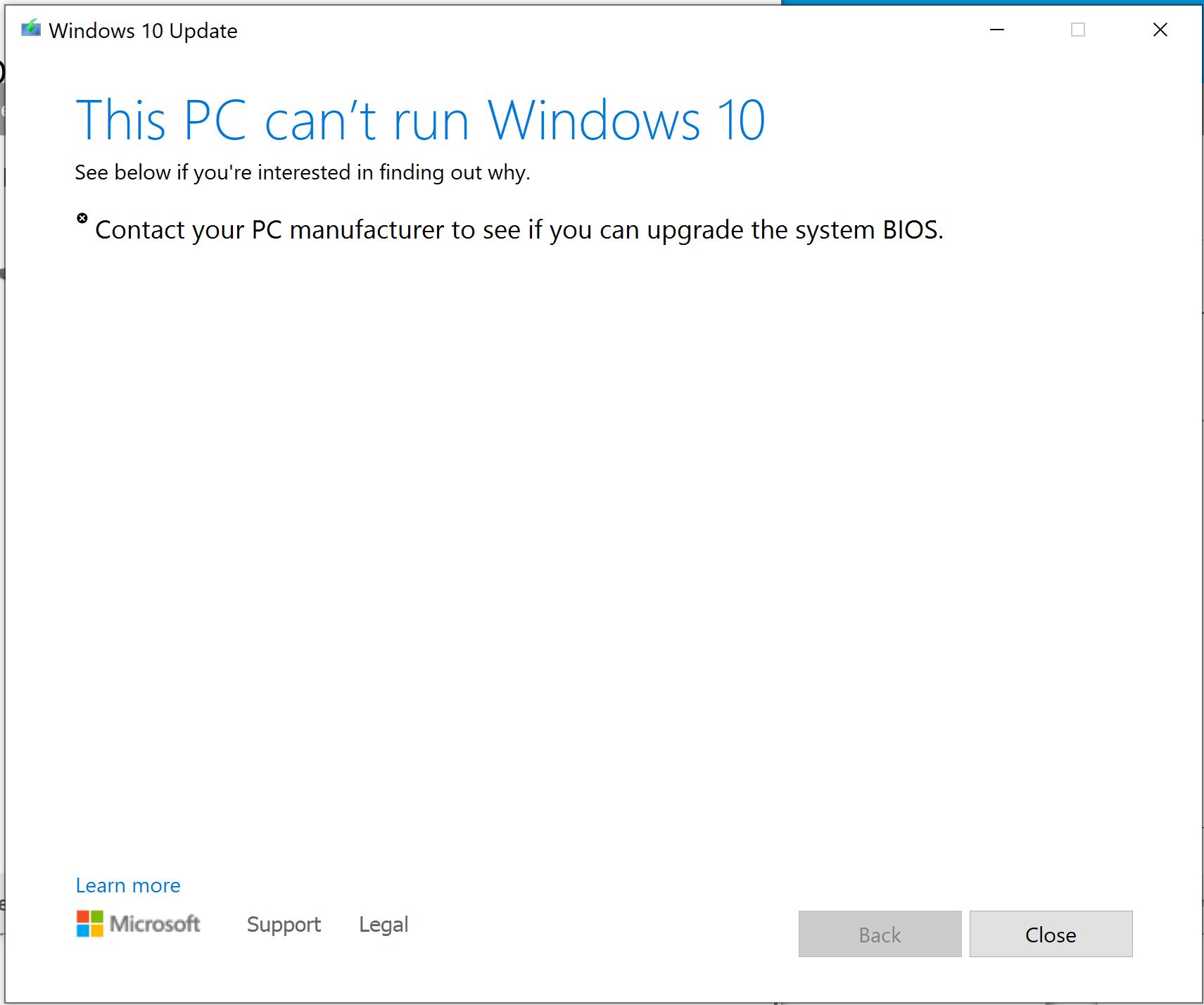 Windows 10 update issue - 'PC Can't run windows 10' - HP Support Community  - 7170843
