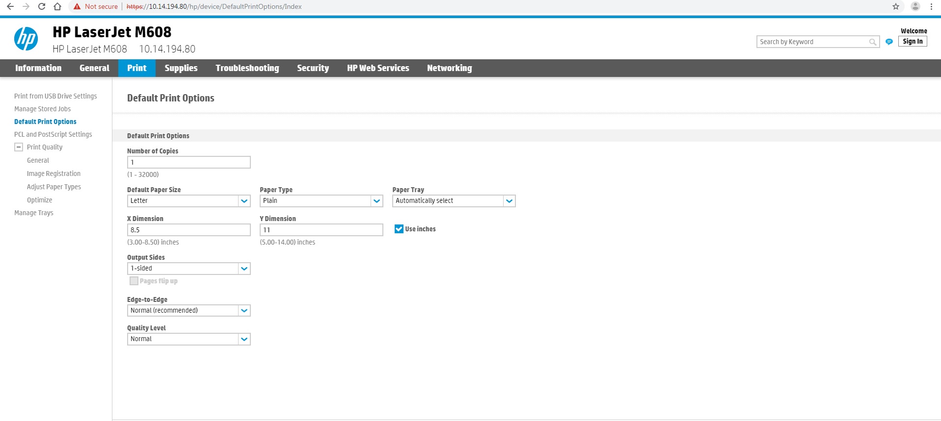 LJ M608 Custom Page configuration - HP Support Community - 7175527
