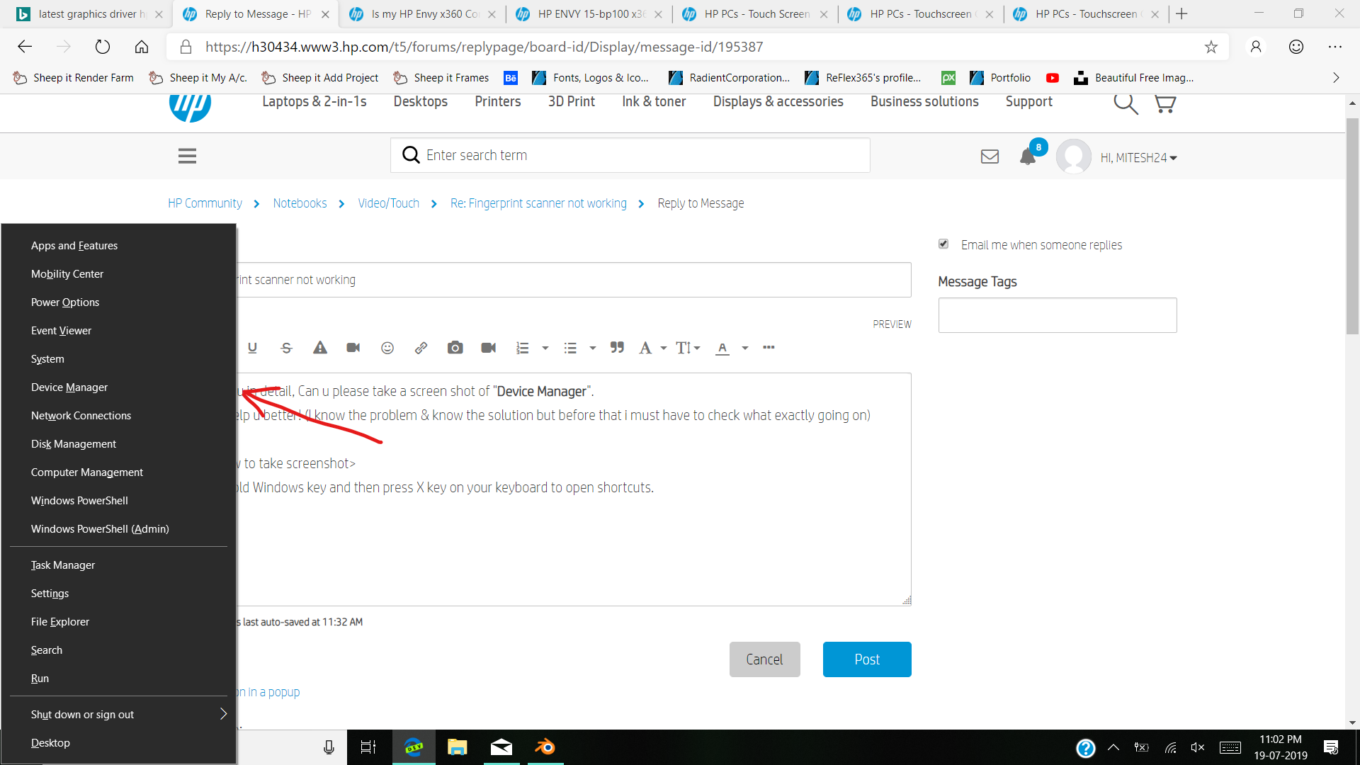 Solved Fingerprint scanner not working HP Support Community 7176050