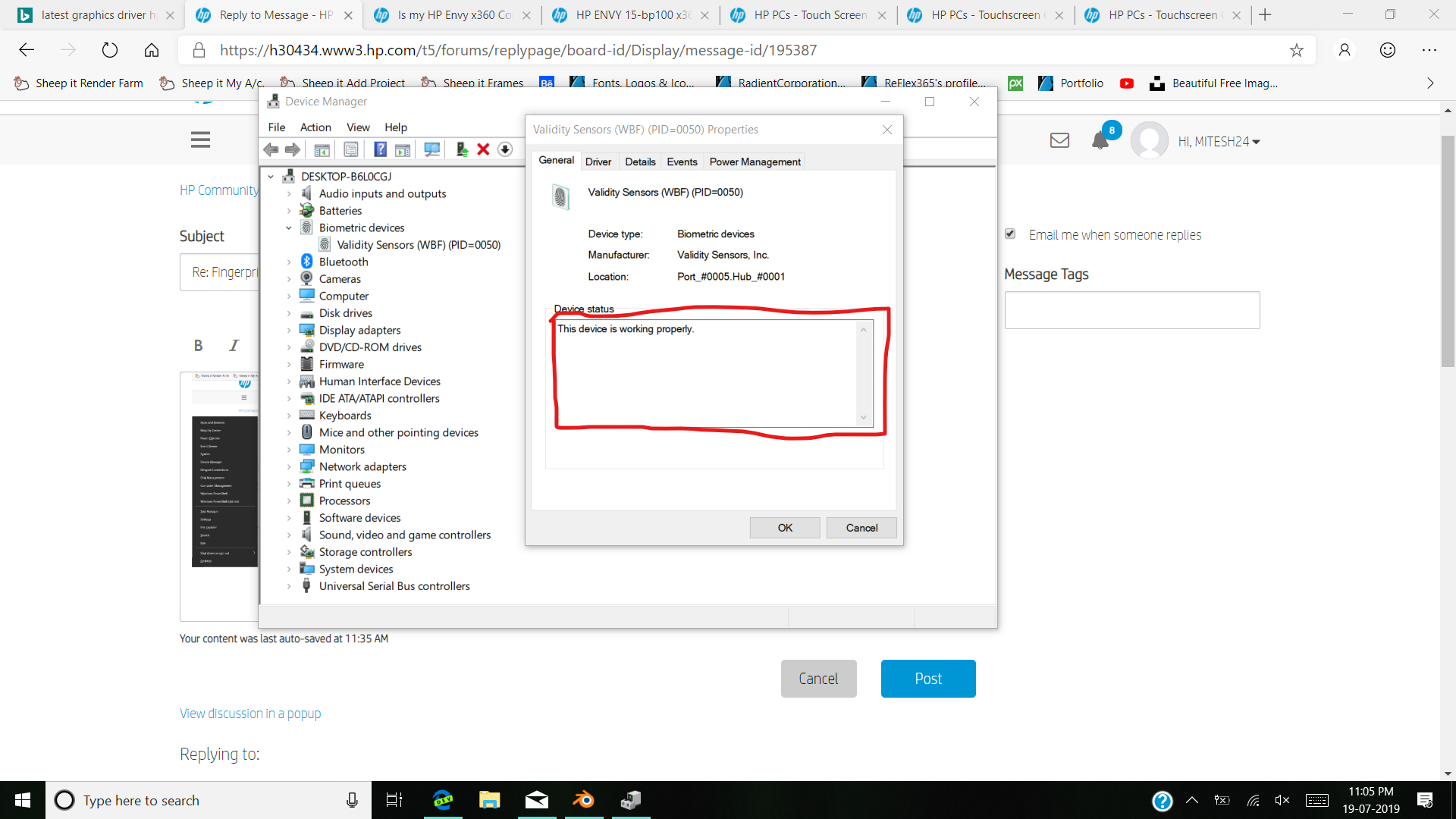 Solved Fingerprint scanner not working HP Support Community 7176050