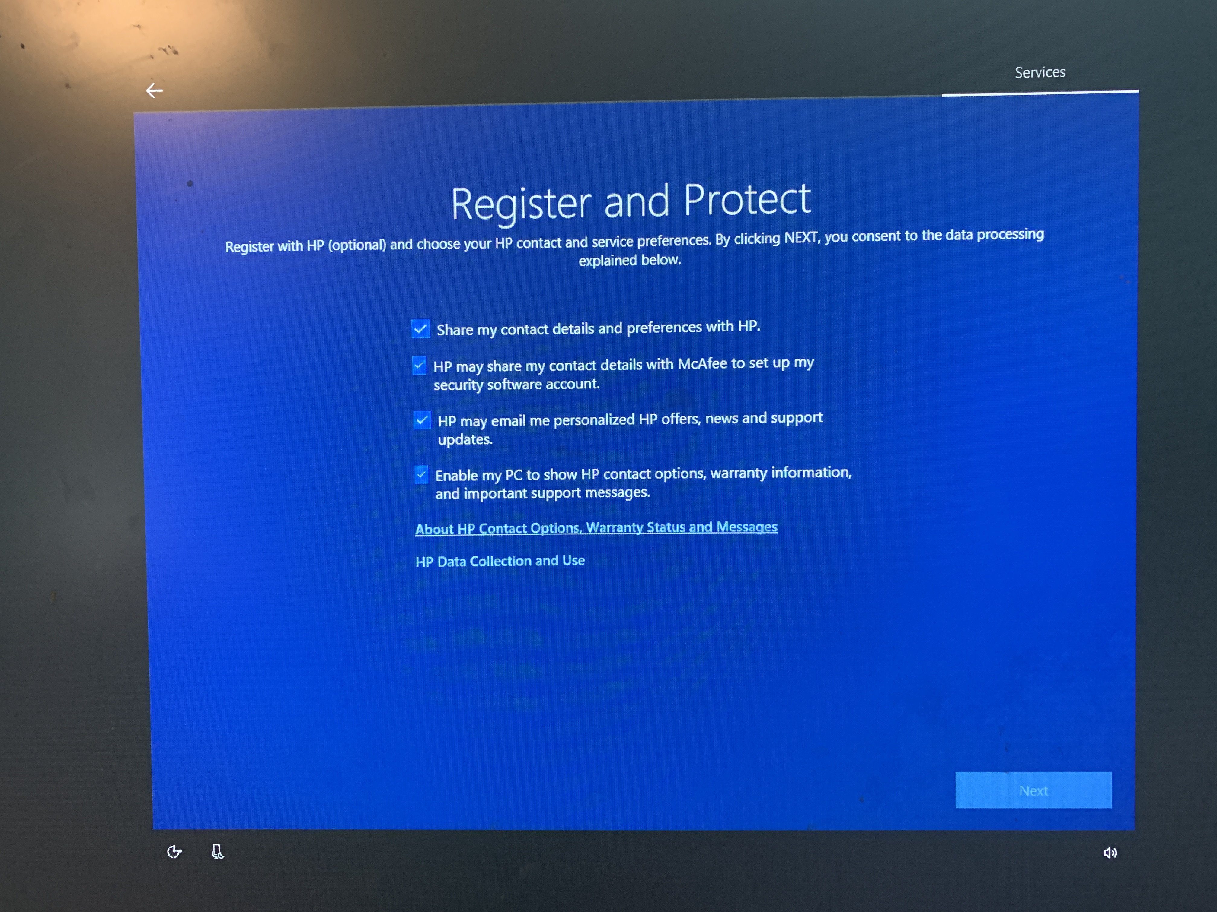 Solved: I can’t get past the Register and Protect page. - HP Support ...