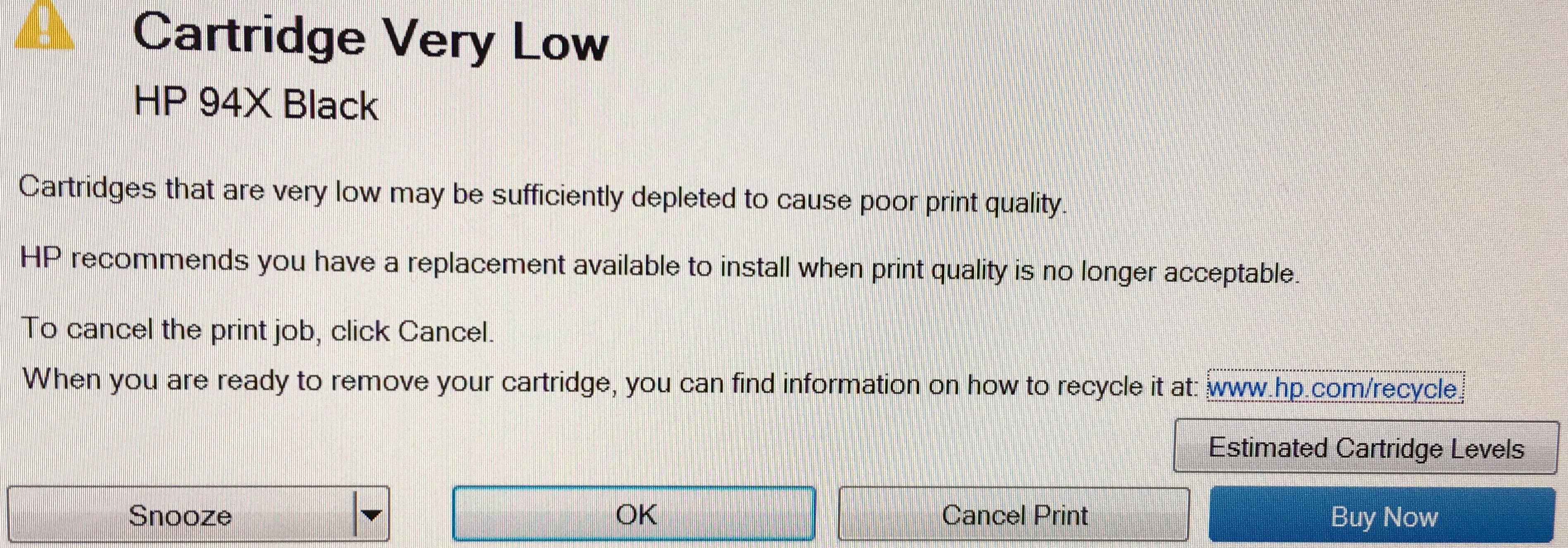 Persistent Low Toner warning despite new cartridge HP Support