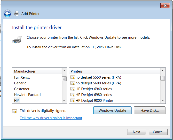 Generic Printer Drivers Windows 7