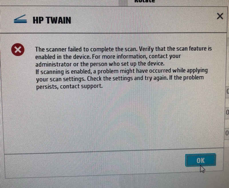 HP Twain Scan error: "The scanner failed to complete the sca... - HP  Support Community - 7226196