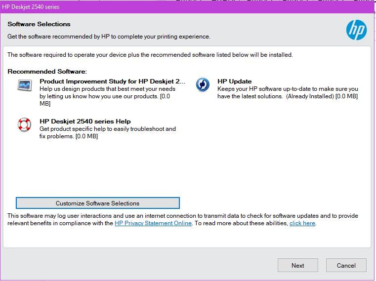 20190913e Pic showing items installed by Full Feature Driver Software