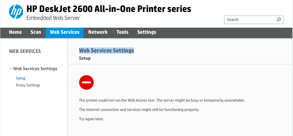 cannot setup Web Services Settings. - HP Support Community - 7251195