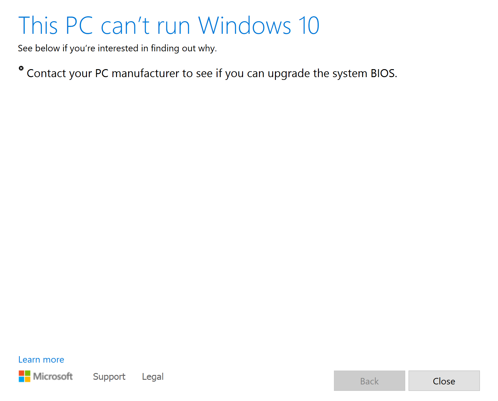 "This PC cannot run windows 10" HP Support Community 7264134