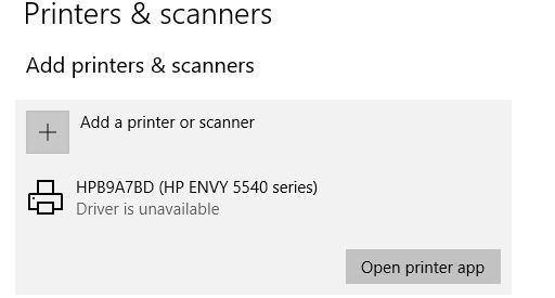 Solved: ENVY 5540 print driver is unavailable - HP Support Community -  7269690