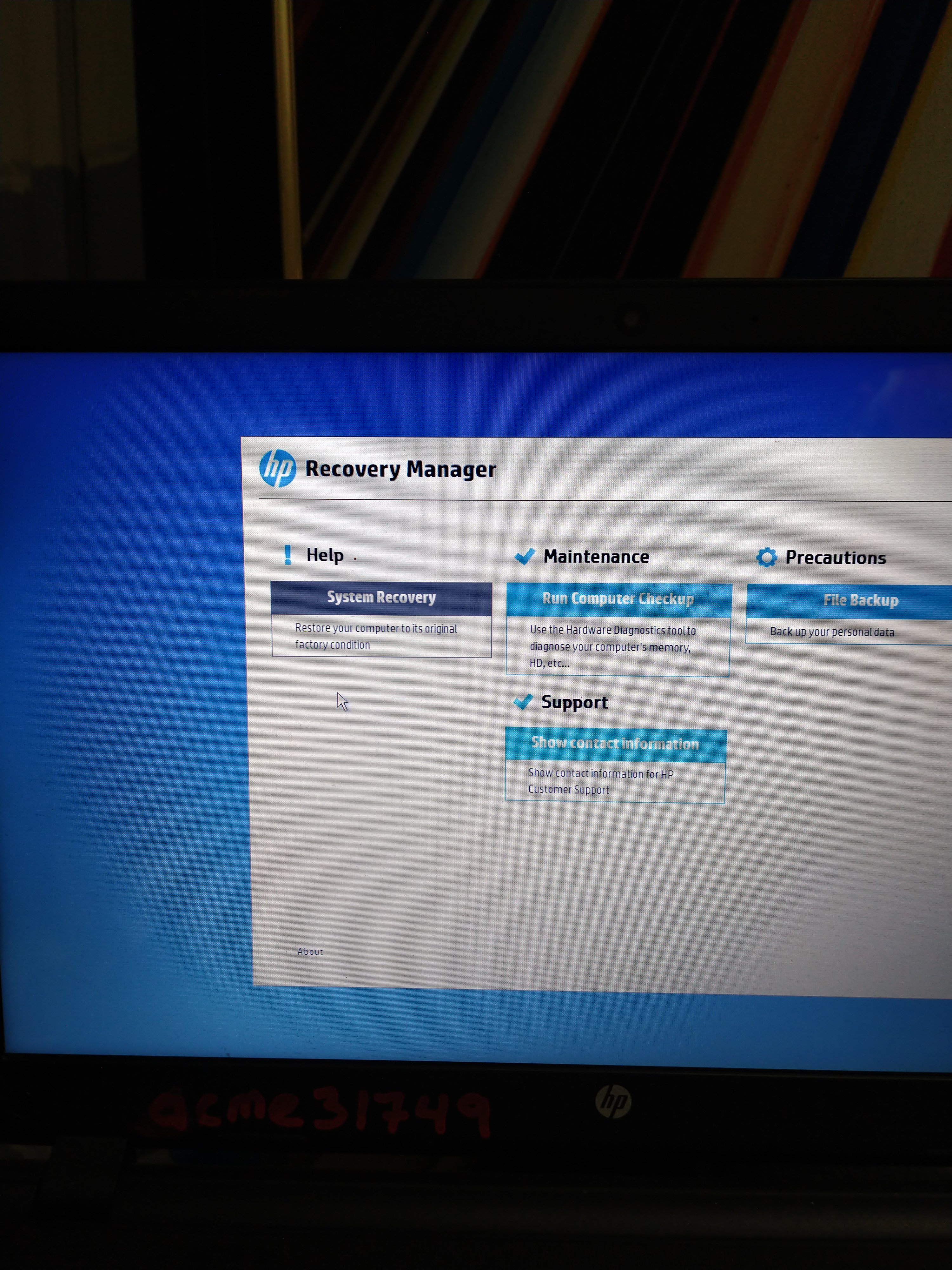 Cant recover or reset - HP Support Community - 7274996