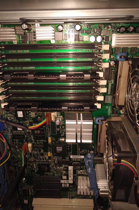 Close up showing the 2 x 512 RAM installed
