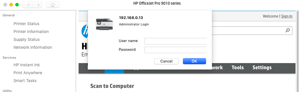 How can I know what is the Admin user and password - HP Support ...