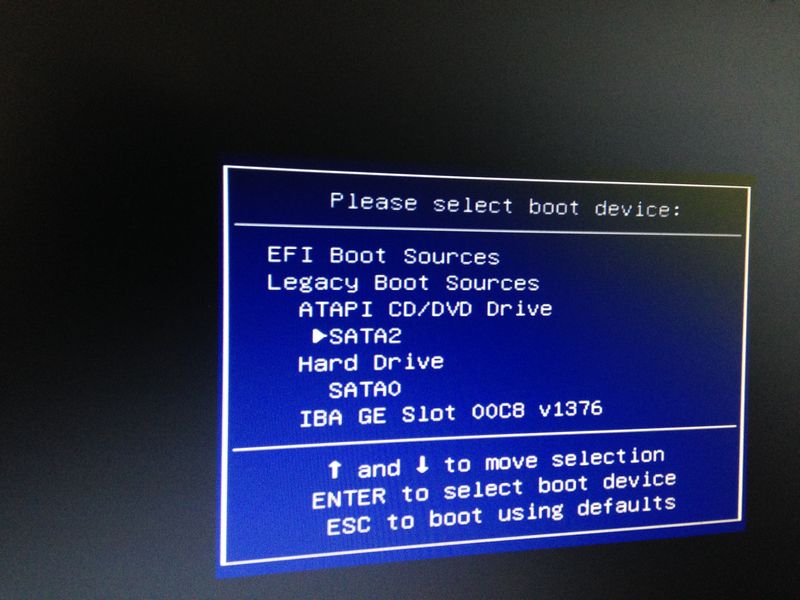 Boot menu