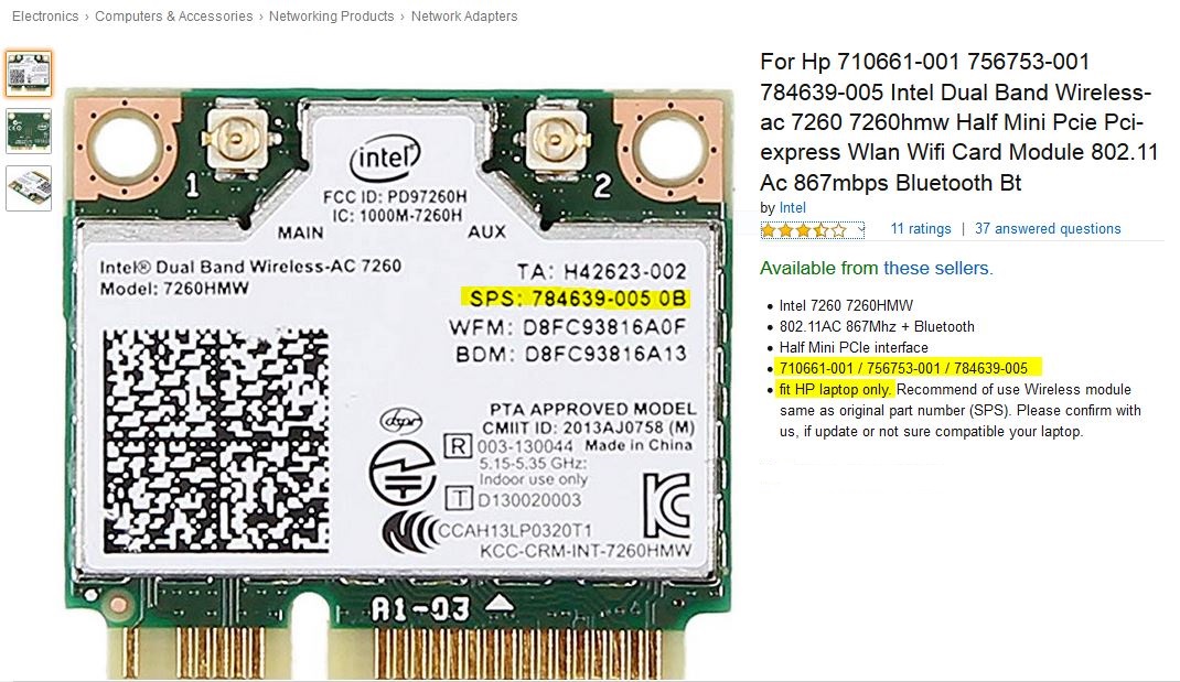 Upgrade WiFi card to Intel Dual Band Wireless AC 7260 - BIOS... - HP  Support Community - 7303580