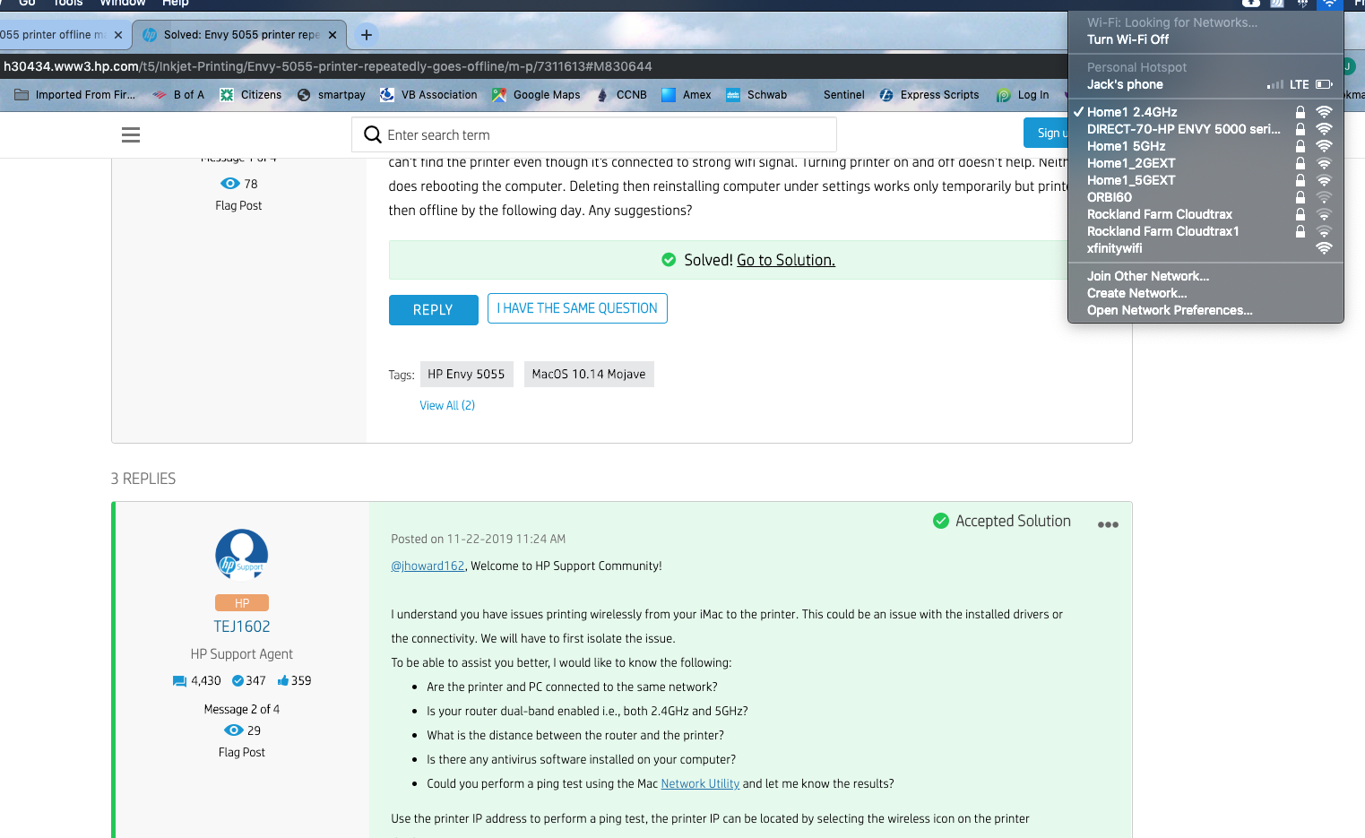 Solved Envy 5055 printer repeatedly goes offline HP Support