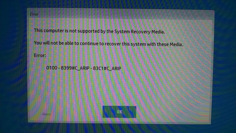 HP System Recovery USB error - HP Support Community - 7316972