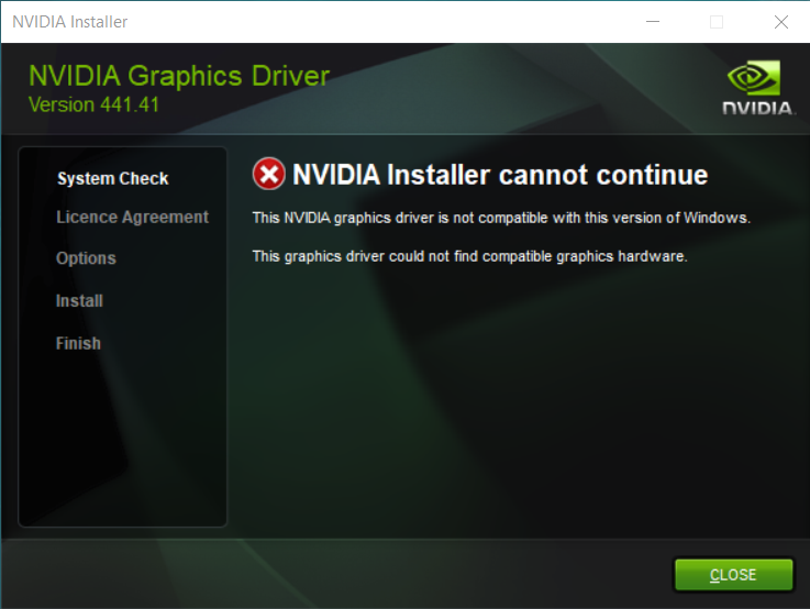 I tried using ddu to remove everything Nvidia related and i tried installing the driver again and it showed that its not compatible with windows