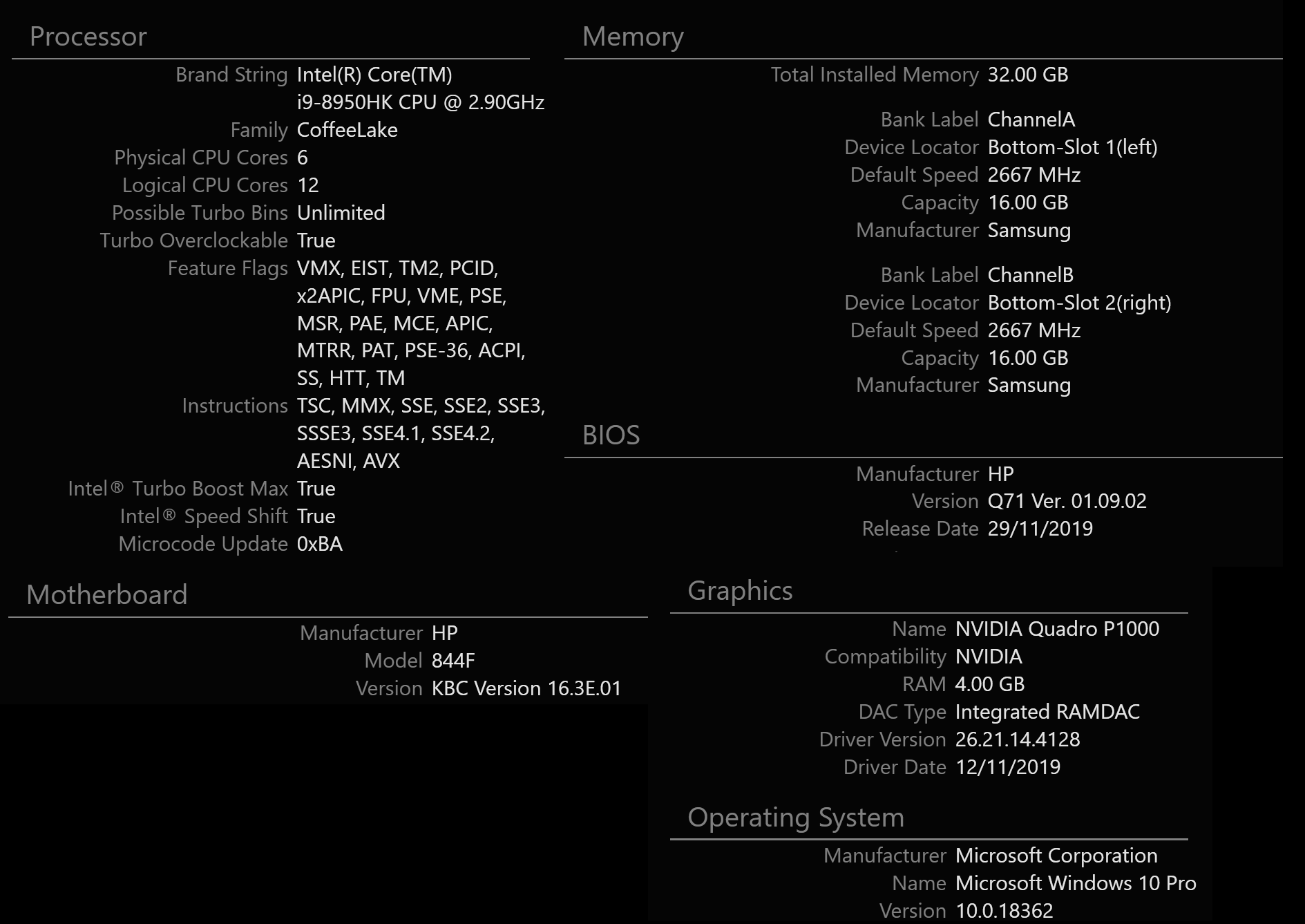 HP ZBook Studio x360 G5 with i9-8950HK CPU @ 2.90GHz doesn't