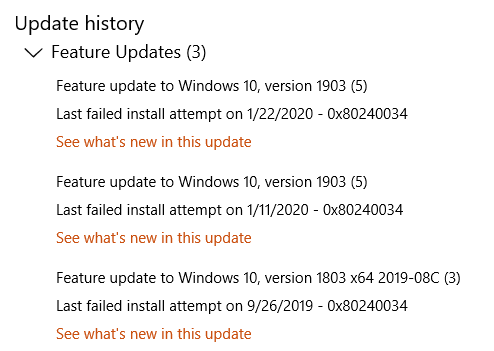 Unable to update Windows 10 1903 - HP Support Community - 7445251