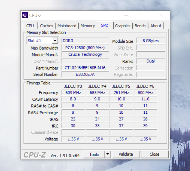 CPU-Z Crucial Ram