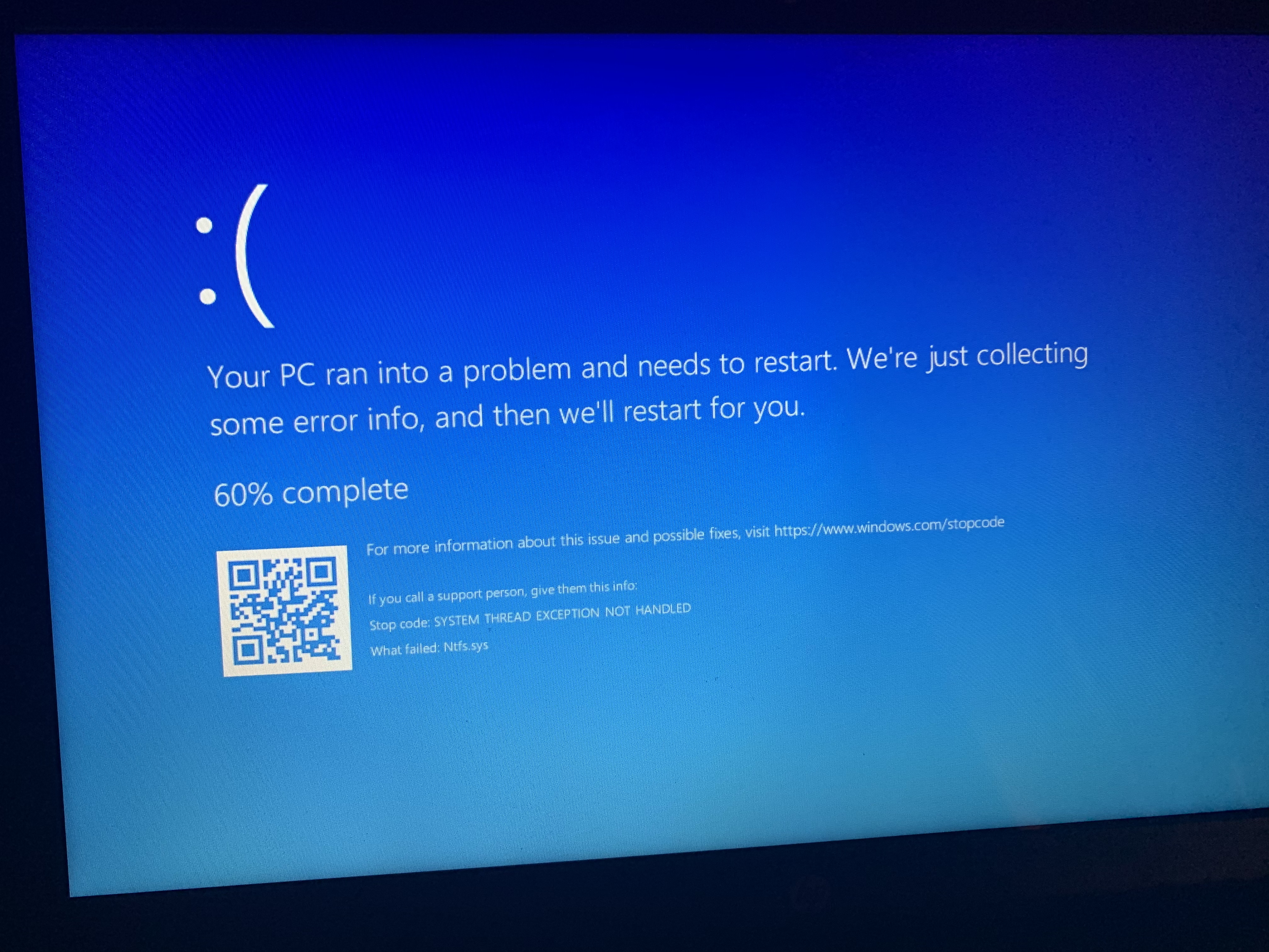 Blue screen SYSTEM THREAD EXCEPTION NOT HANDLED - HP Support Community -  7449954
