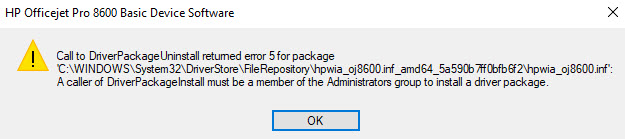 Cant uninstall HP software - Error 5 - HP Support Community - 7453475