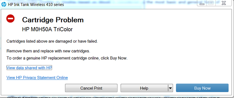 Solved: Cartridge Problem - HP M0H50A TriColor (HP Wireless 415) - HP  Support Community - 7459409