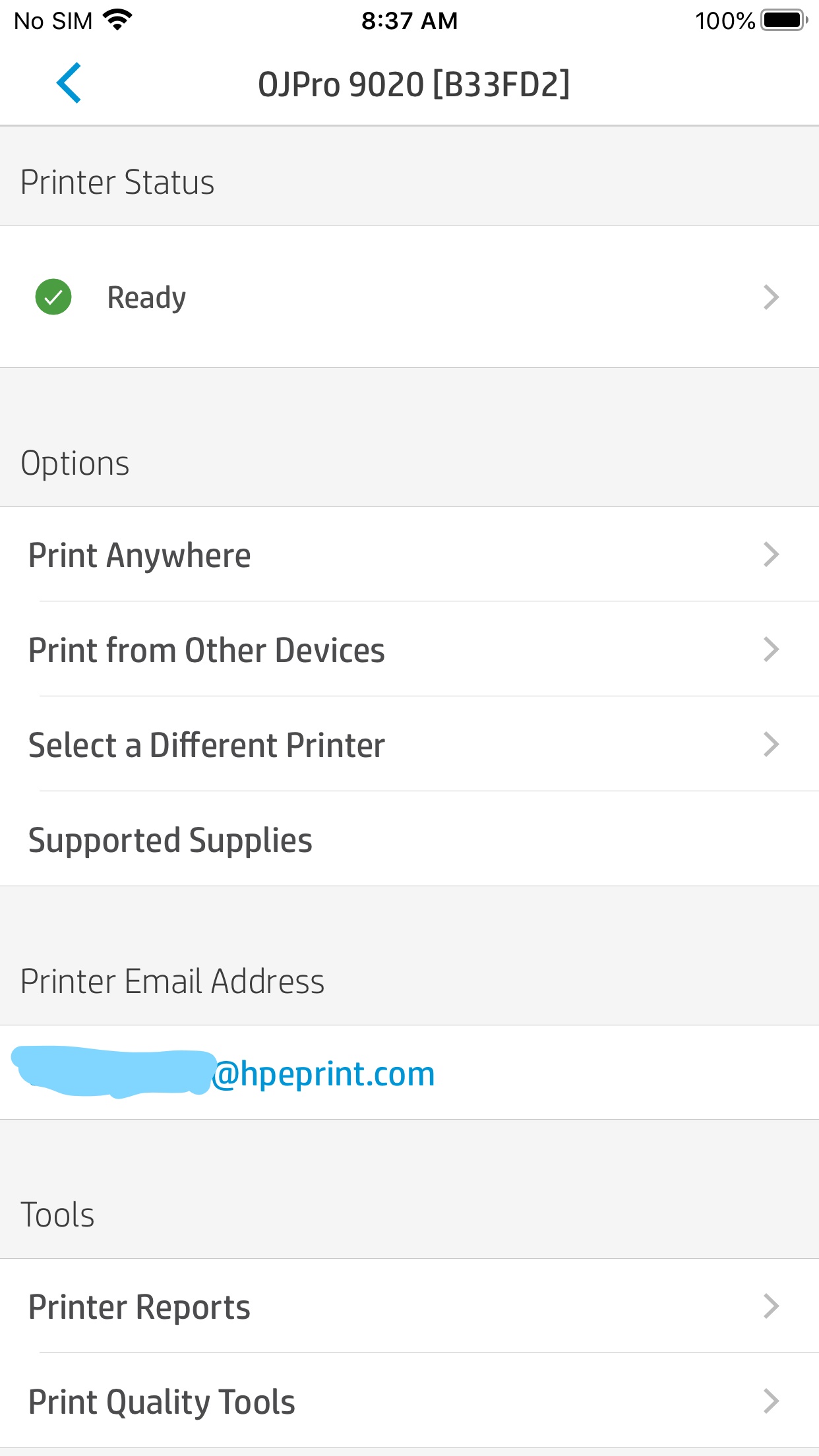 hp app not finding printer