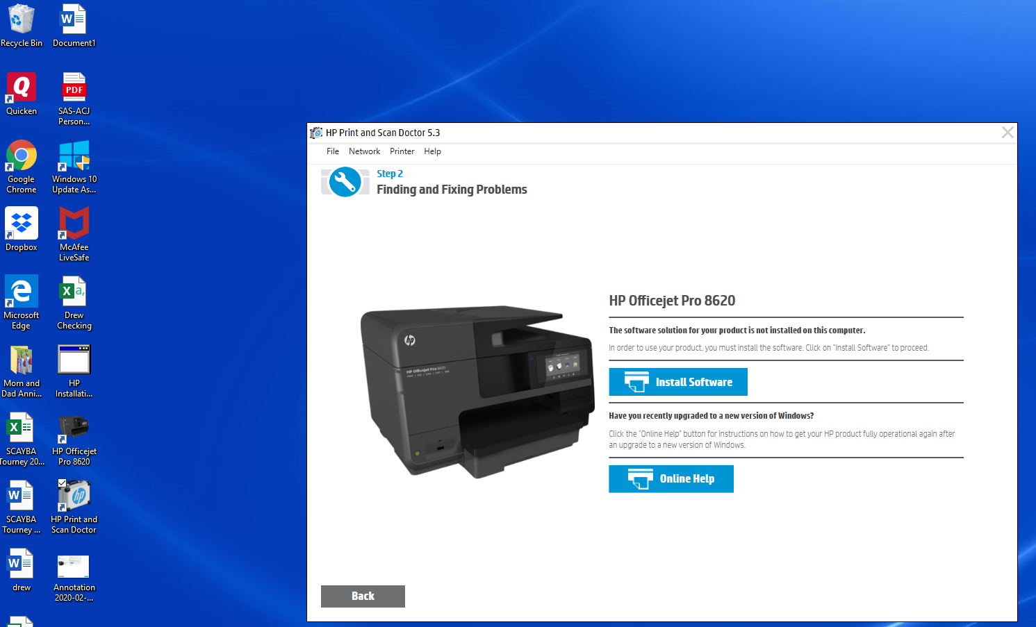 cannot get my hp 8620 officeJet to install wireless - HP Support ...