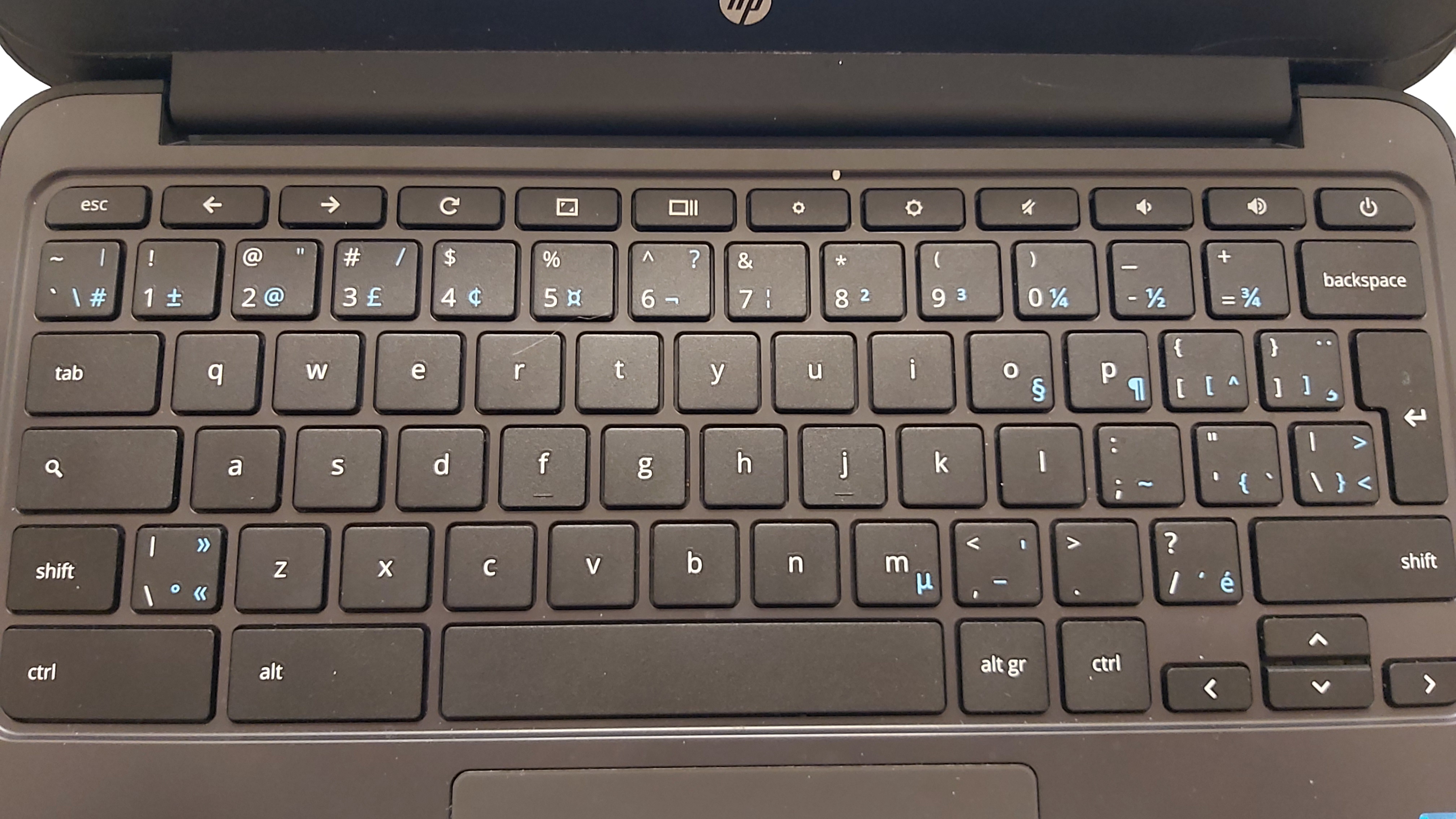Solved: Access blue keyboard characters on Chromebook - HP Support  Community - 7462372