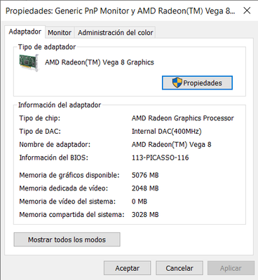 Radeon vega 8 online memoria