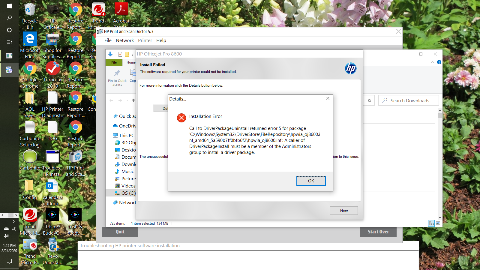 Installation error 5 when I tried to install a driver packag... - HP ...
