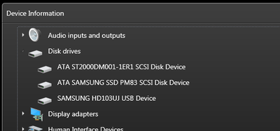 1ER1 is the 2GB rotary HDD, The PM83 is the C: drive SSD, and the USB device is the :-O USB drive.