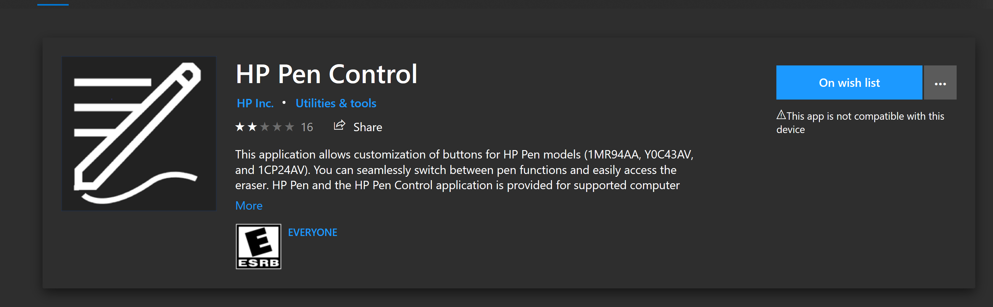 HP Pen Control NOT compatable with my device HP Support Community