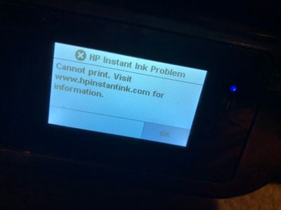 hp instant ink status cannot print